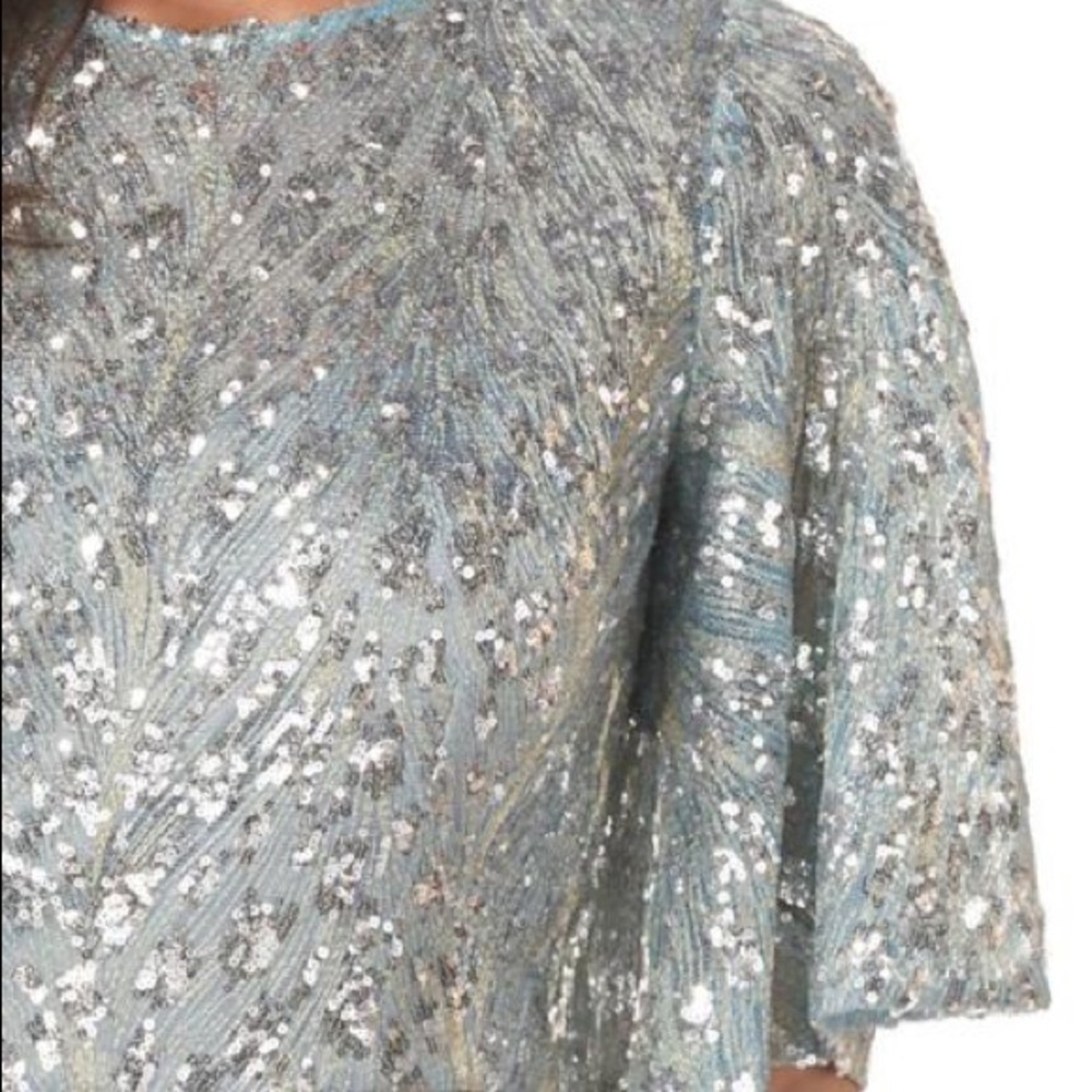 Js Collection- Sequin Flutter Sleeve Trumpet Gown - image 2